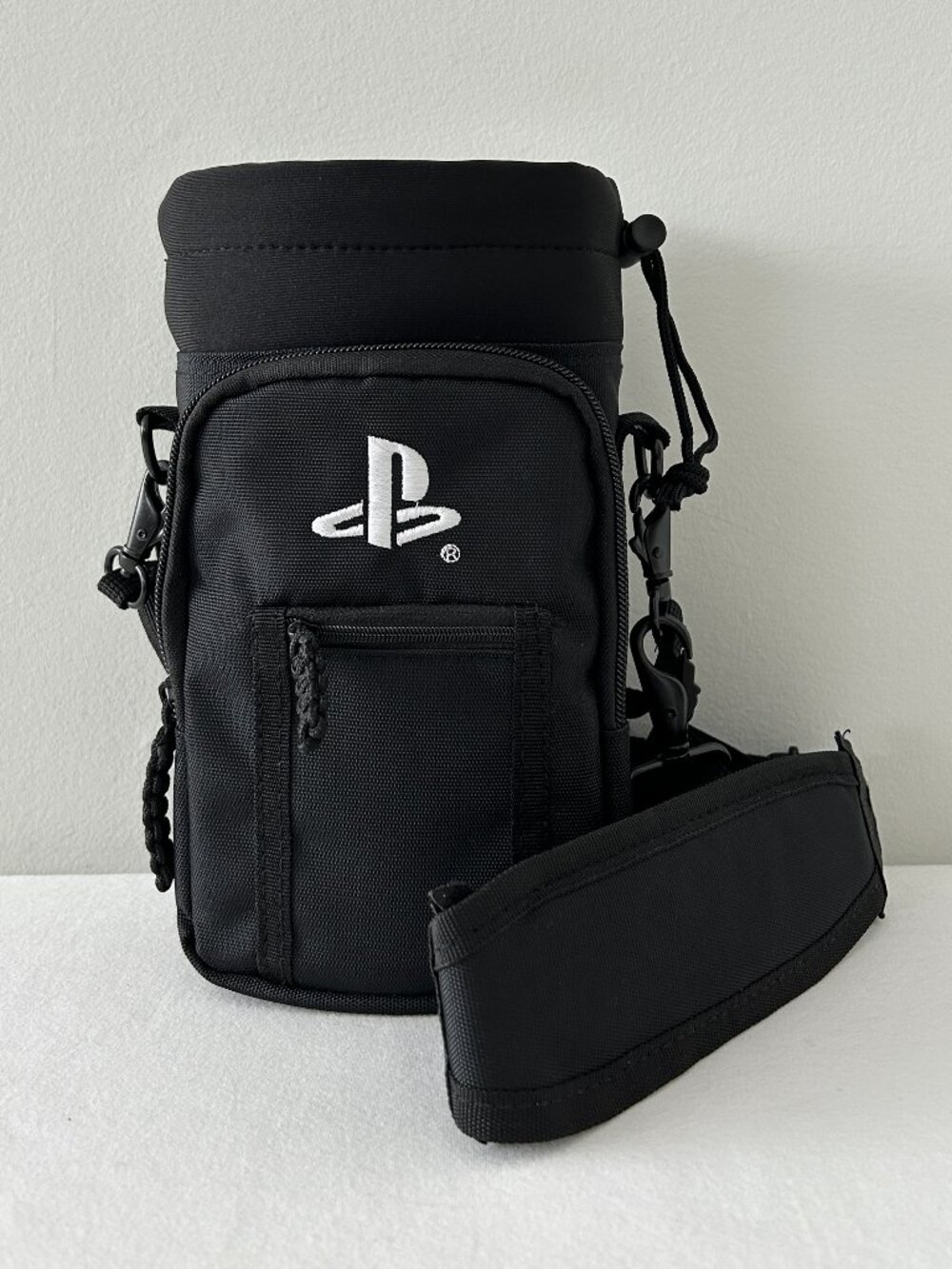 Sony Playstation Insulated Water Bottle Bag Blk Handle Strap Holiday Promo RARE